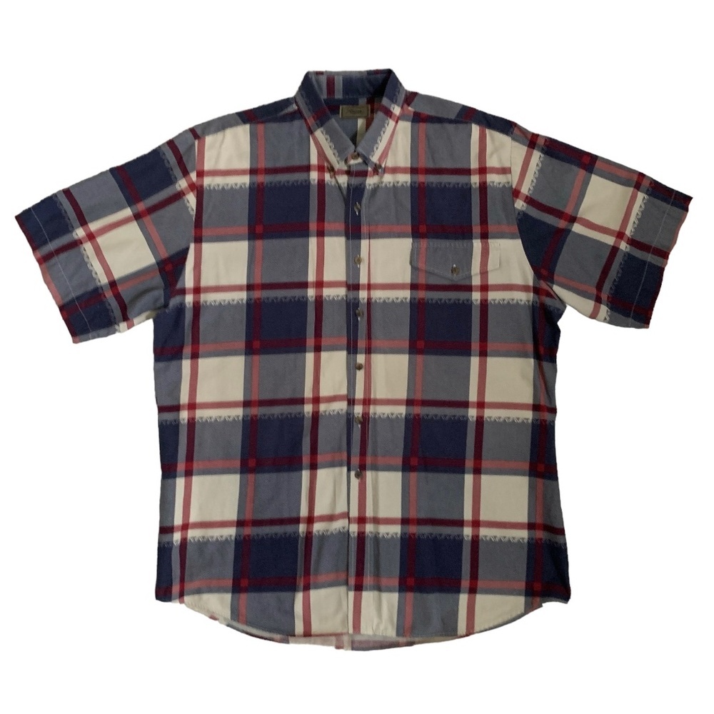 Vintage Men's Roper Shirt 2XL Western Short Sleeve Plaid Button Up Cowboy Rodeo